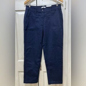 Croft & Barrow Women 6 Navy Stretch Ankle Mid Rise Relaxed Through Hip Pants